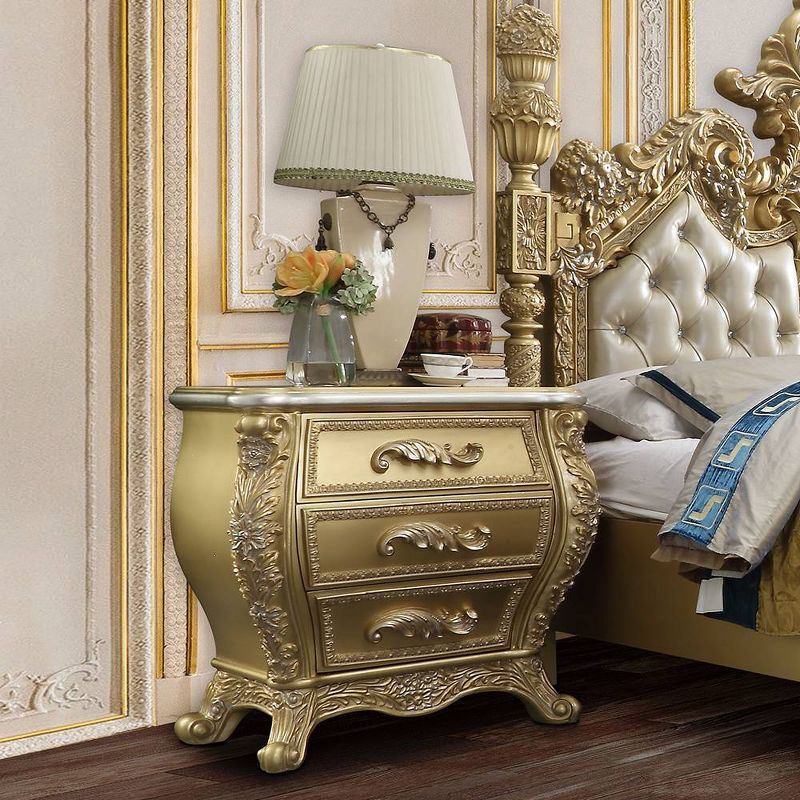 32" Cabriole Nightstand Gold Finish - Acme Furniture