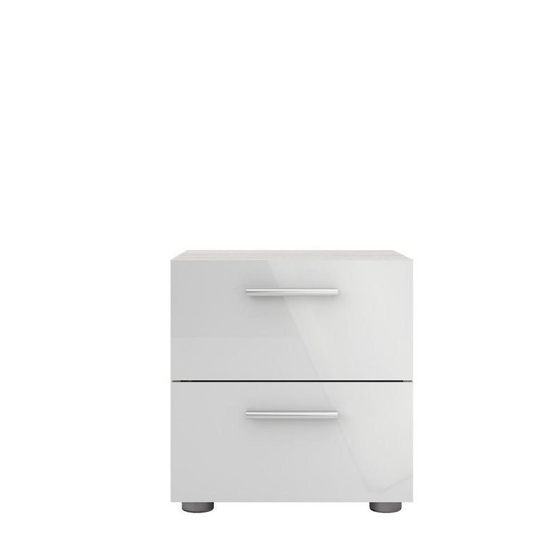 Tvilum, Austin 2 Drawer Nightstand, Oak Structure/White High Gloss