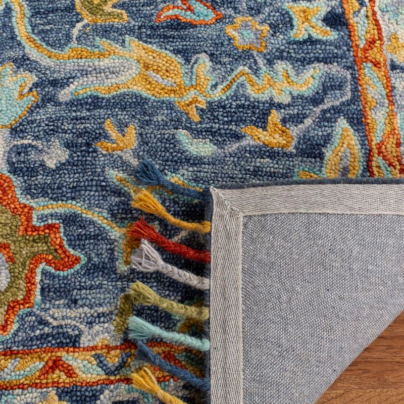 Aspen APN116 Hand Tufted Area Rug - Blue/Rust - 7' X 7' Square - Safavieh.