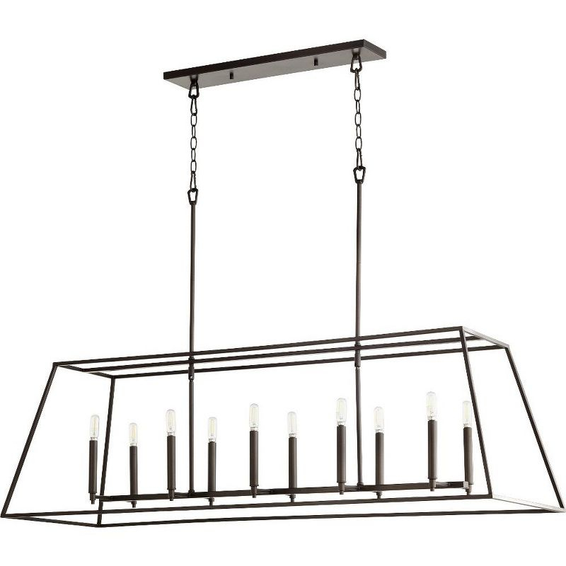 Quorum Lighting Gabriel 10-Light Pendant, Oiled Bronze, 17W x 16.25H x 54L, Rod and Chain Hanging, Dry Rated
