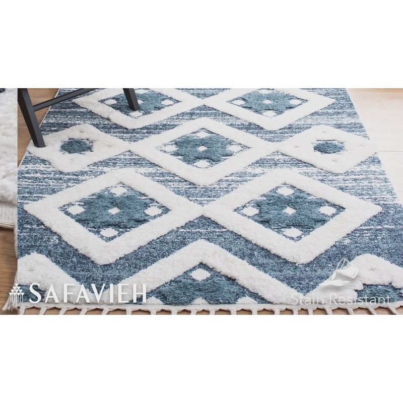 Moroccan Tassel Shag MTS664 Power Loomed Indoor Accent Rug - Grey/Ivory - 4'x4' - Safavieh