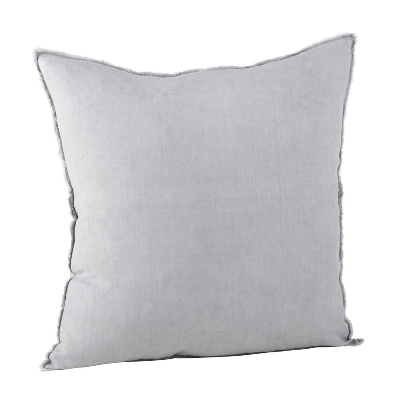 20"x20" Oversize Fringed Design Linen Square Throw Pillow Gray - Saro Lifestyle: Woven Texture, Duck Feather Filled, Zippered