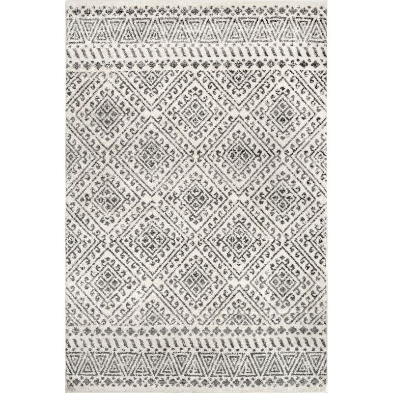 Nuloom Camila Geometric 7x9 Indoor Area Rug for Living Room Bedroom Dining Room Kitchen, Off White/Ivory