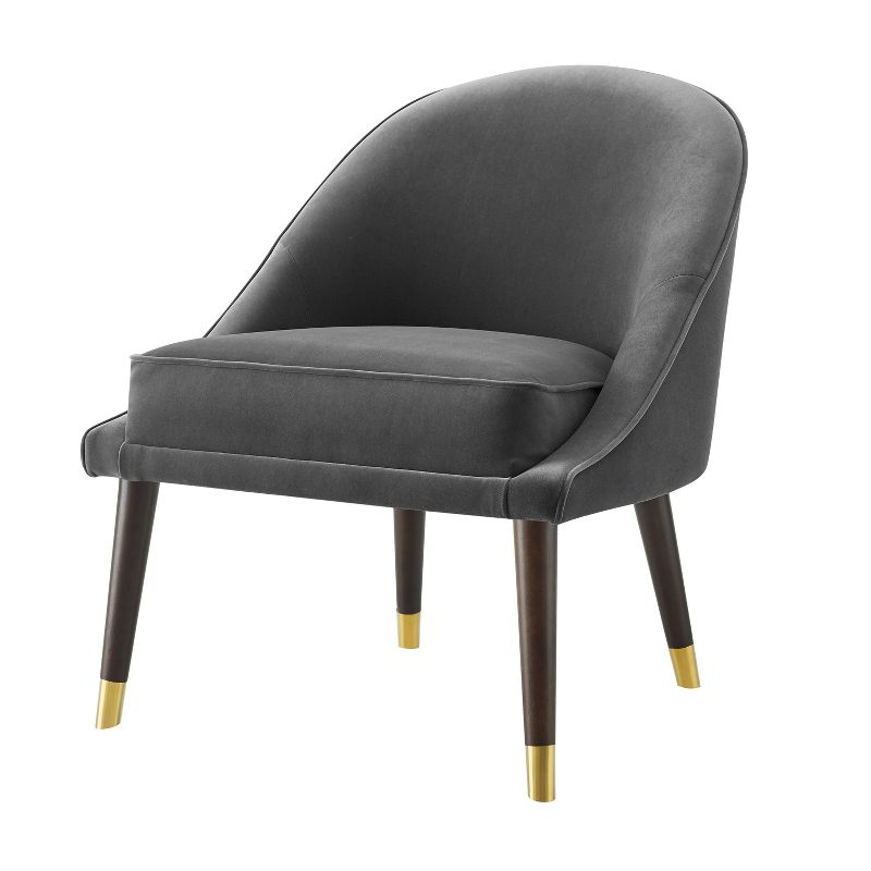 18" Avalon Velvet Accent Chair Charcoal - Steve Silver Co.: Mid-Century Modern, Armless, Wood Legs