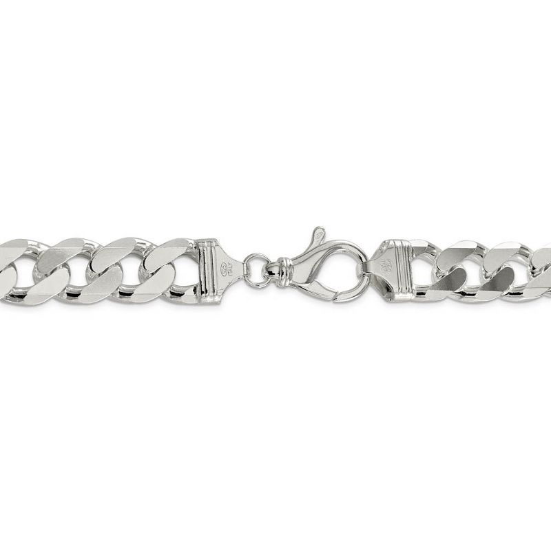 Black Bow Jewelry Mens 16.2mm Sterling Silver Solid Flat Curb Chain Necklace, 24 Inch