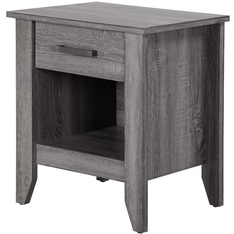 Passion Furniture Lennox 1-Drawer Gray Nightstand (24 in. H x 21 in. W x 18 in. D)