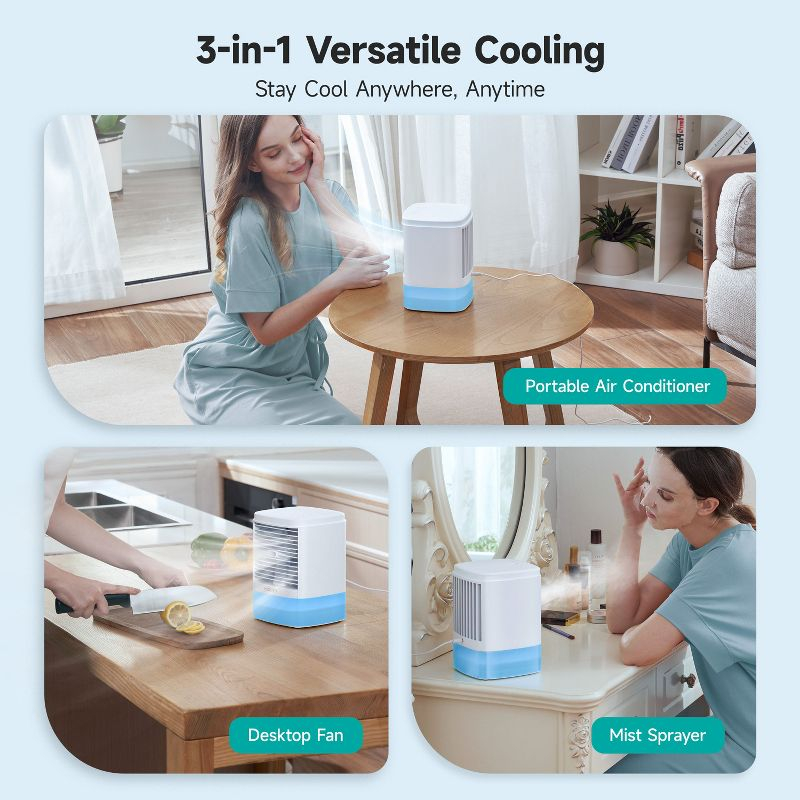 HiCOZY Air Cooler Portable Air Cooling Fan Humidifier For Desktop, Office, Bedroom