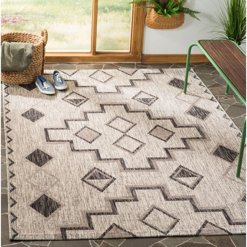 Courtyard CY8533 Power Loomed Indoor/Outdoor Area Rug - Grey/Black - 4'x4' - Safavieh.