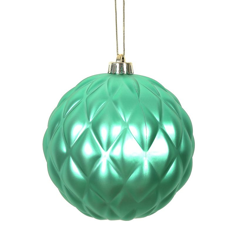Vickerman 6" Seafoam Matte Round Pine Cone Ornament, with drilled and wired caps. Comes 4 per Bag.