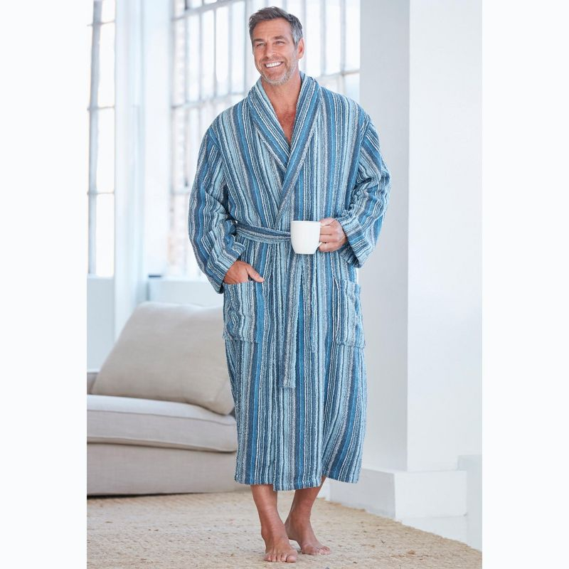 KingSize Men's Big & Tall Terry Bathrobe With Pockets - M/L, Midnight Teal
