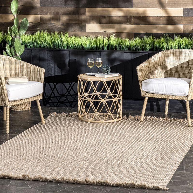 Nuloom Braided Courtney Tassel Indoor/Outdoor Area Rug, 3' x 5', Tan