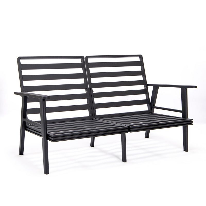 Leisuremod Walbrooke Modern Polyester Loveseat with Black Aluminum Frame and Removable Cushions (Light Grey)