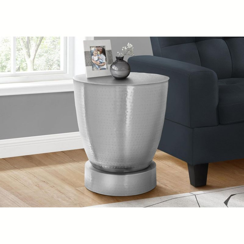 Monarch Specialties Accent Table Side Round End Nightstand Lamp Living Room Bedroom Metal Laminate Black Contemporary Modern