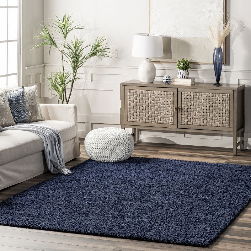 Nuloom Marleen Solid 2x3 Accent Shag Indoor Area Rug for Living Room Bedroom Dining Room Nursery Entryway, Navy