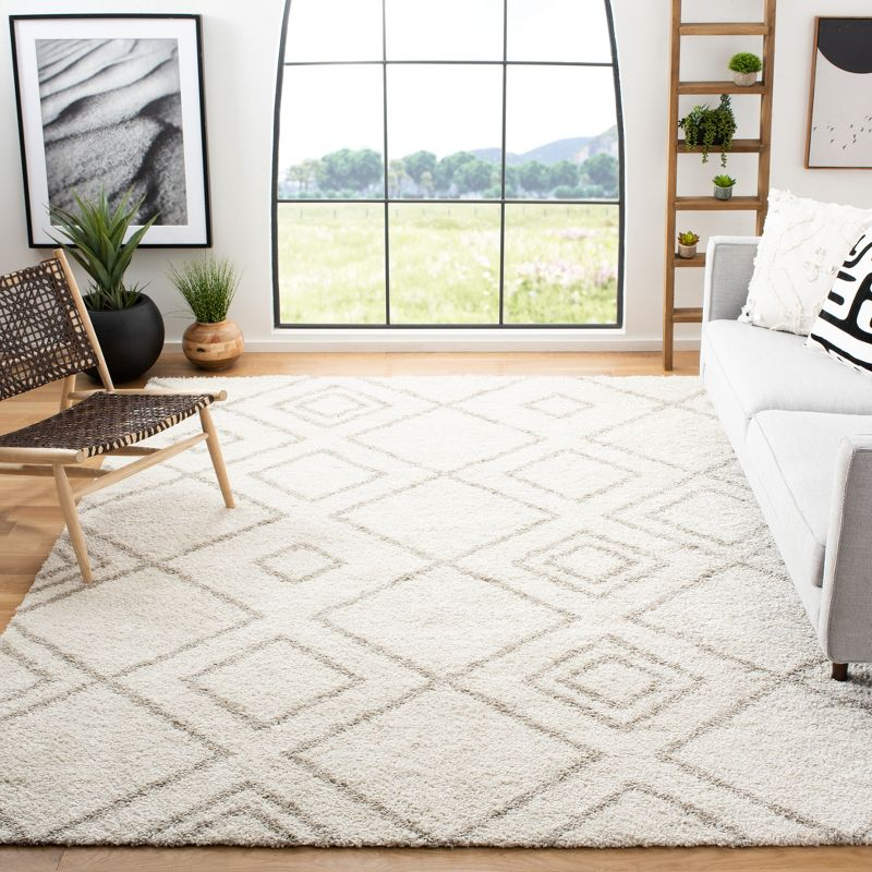 Arizona Shag ASG744 Power Loomed Indoor Area Rug - Ivory/Beige - 6'7"x6'7" - Safavieh