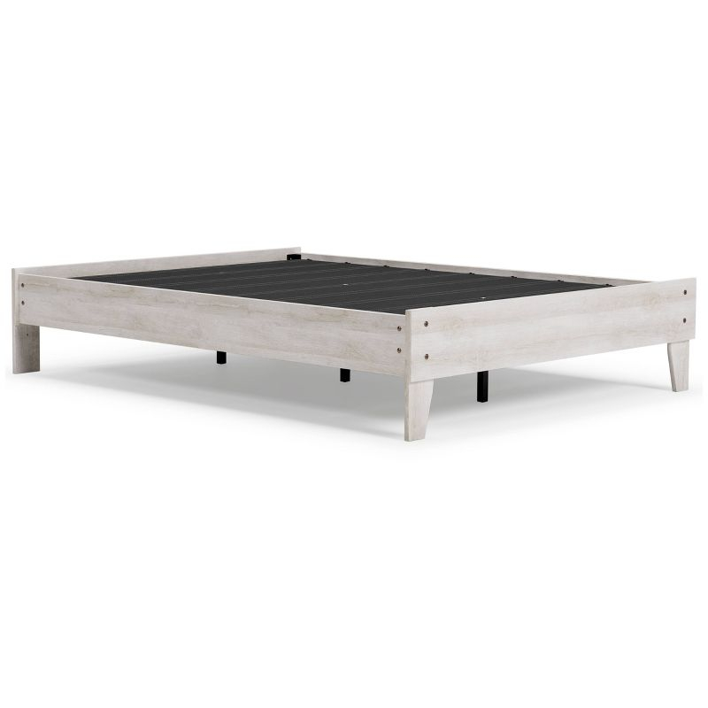 Full Shawburn Platform Bed Whitewash - Signature Design by Ashley: Chic Vintage Casual Style, No Box Spring Needed