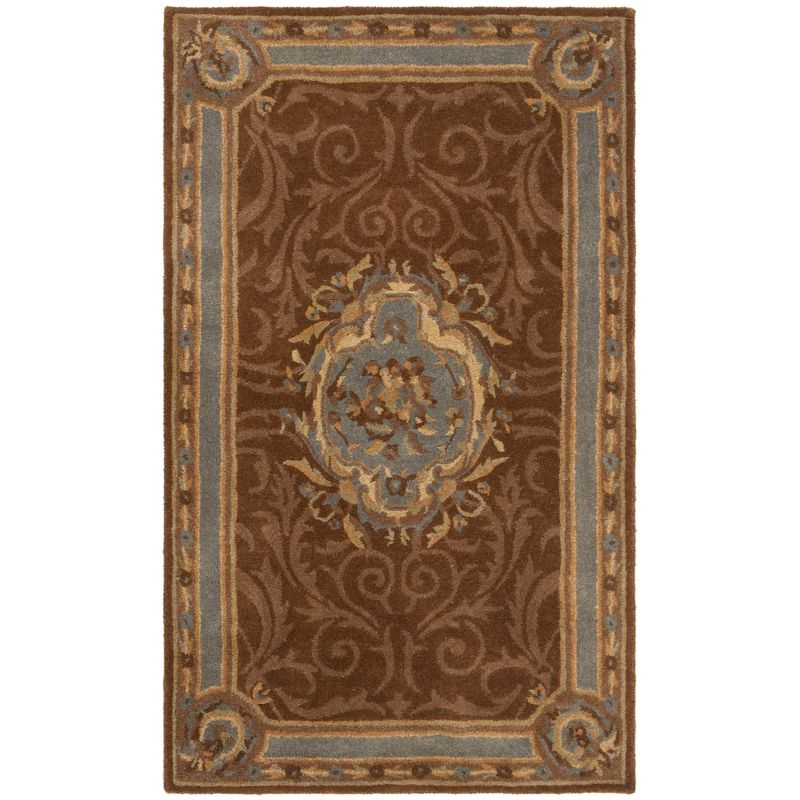 Empire EM409 Hand Tufted Wool Accent Rug - Blue/Brown- 2' X 3' - Safavieh.