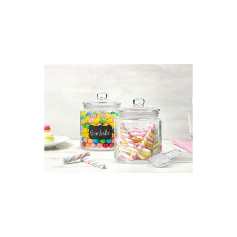 Glass Storage Canisters, with Lids, Chalk, Labels and Scoops, 32 oz, Set of 2