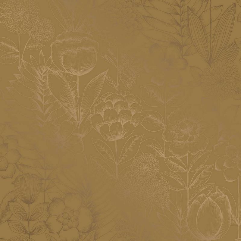 Tempaper & Co. Homestead Floral Removable Peel and Stick Wallpaper, Metallic Marigold, 28 sq. ft.: Vinyl, Self-Adhesive, Washable