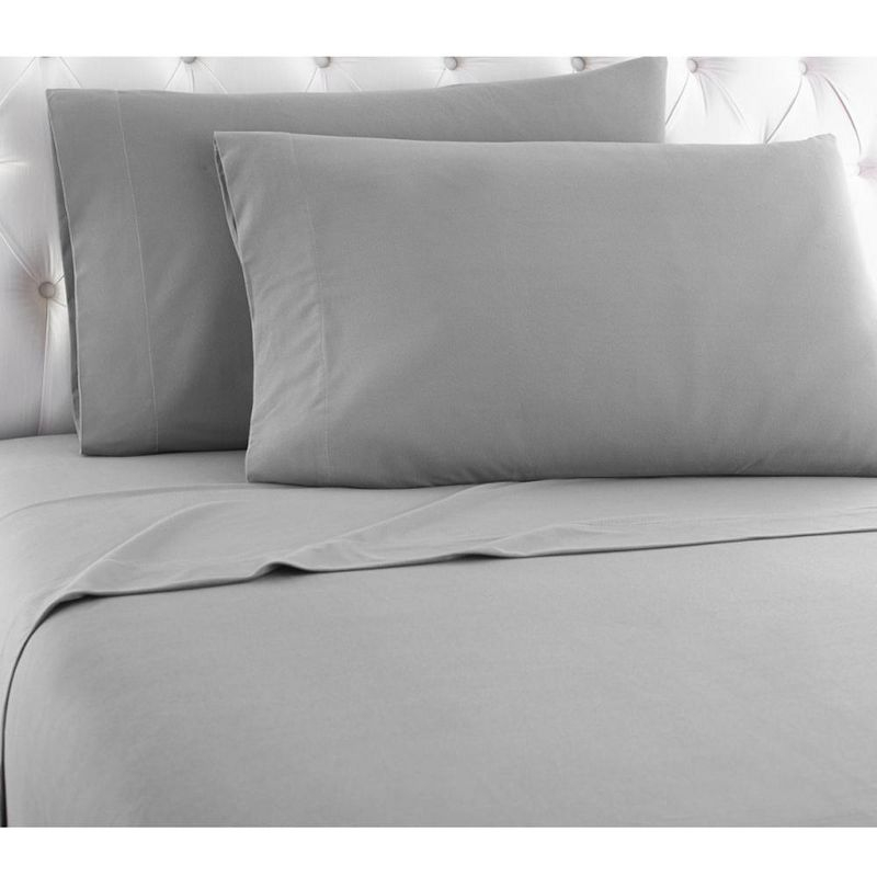 Micro Flannel Shavel Durable Luxurious Sheet Set Including Flat Sheet, Fitted Sheet & Pillowcase, Twin - Greystone
