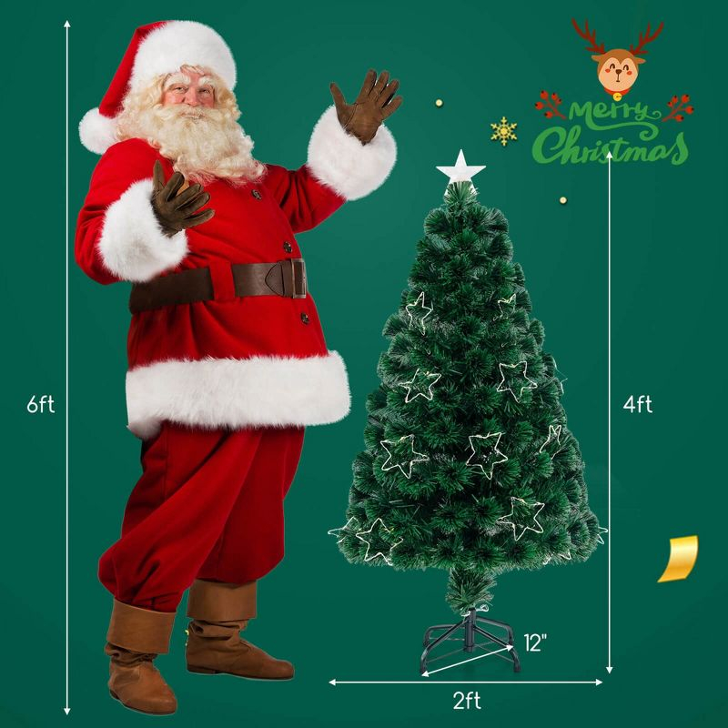 Costway 4 FT Artificial Xmas Tree with 130 Branch Tips 197 Warm White LED Lights