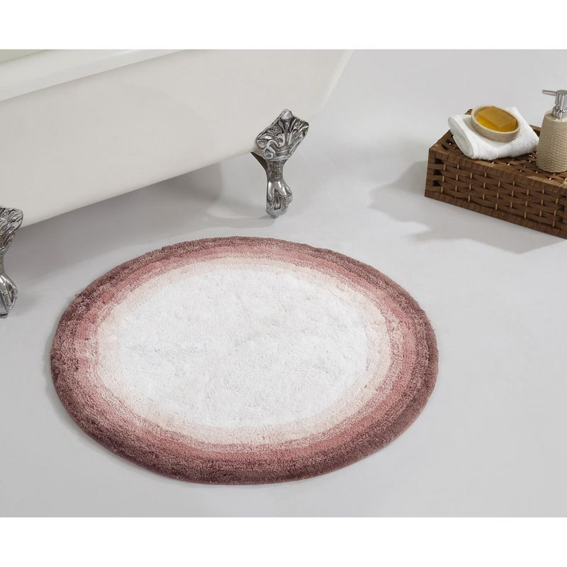 30" Round Torrent Collection 100% Cotton Bath Rug Rose - Better Trends: Machine Washable, Tufted, Ombre Design, Spray Latex Backing