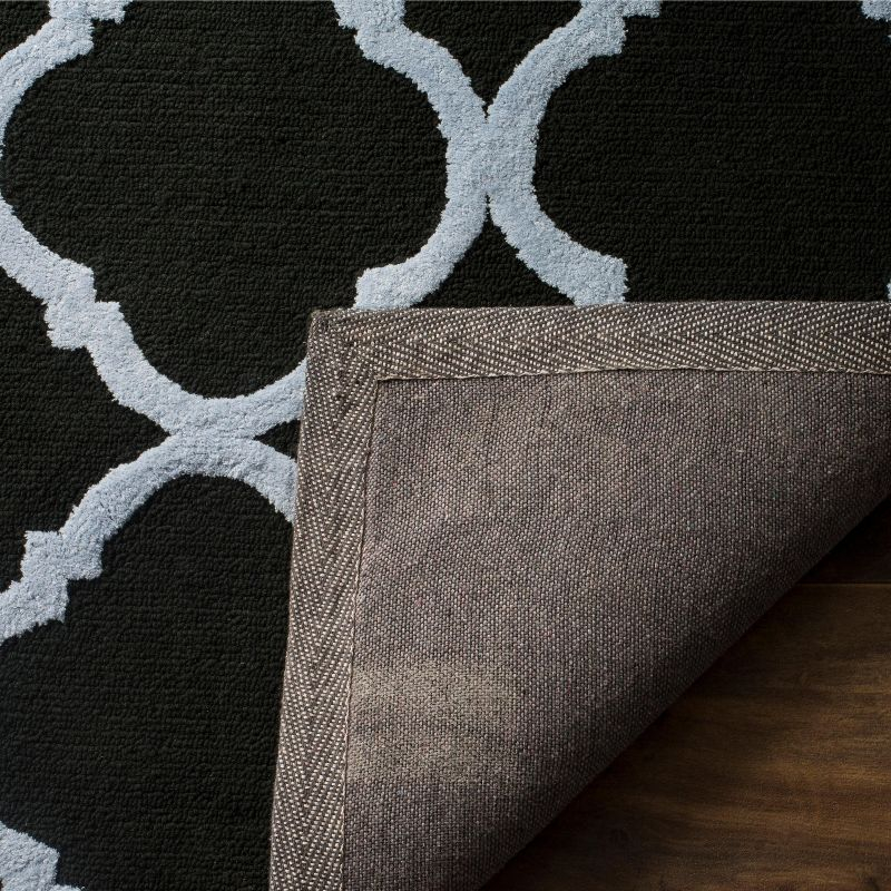Newport NPT430 Hand Hooked Area Rug - Black/Blue - 5'x5' - Safavieh.