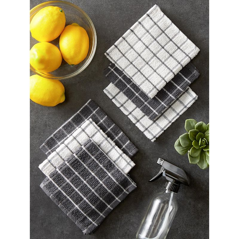 Design Imports Gray Combo Windowpane Dishcloth (Set Of 6)
