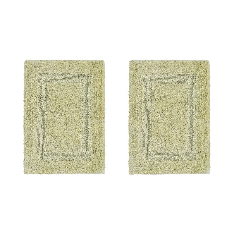 Better Trends Lux 100% Cotton Tufted Solid Reversible Bath Rug Set 2 PC (17" x 24" | 17" x 24") - Sage