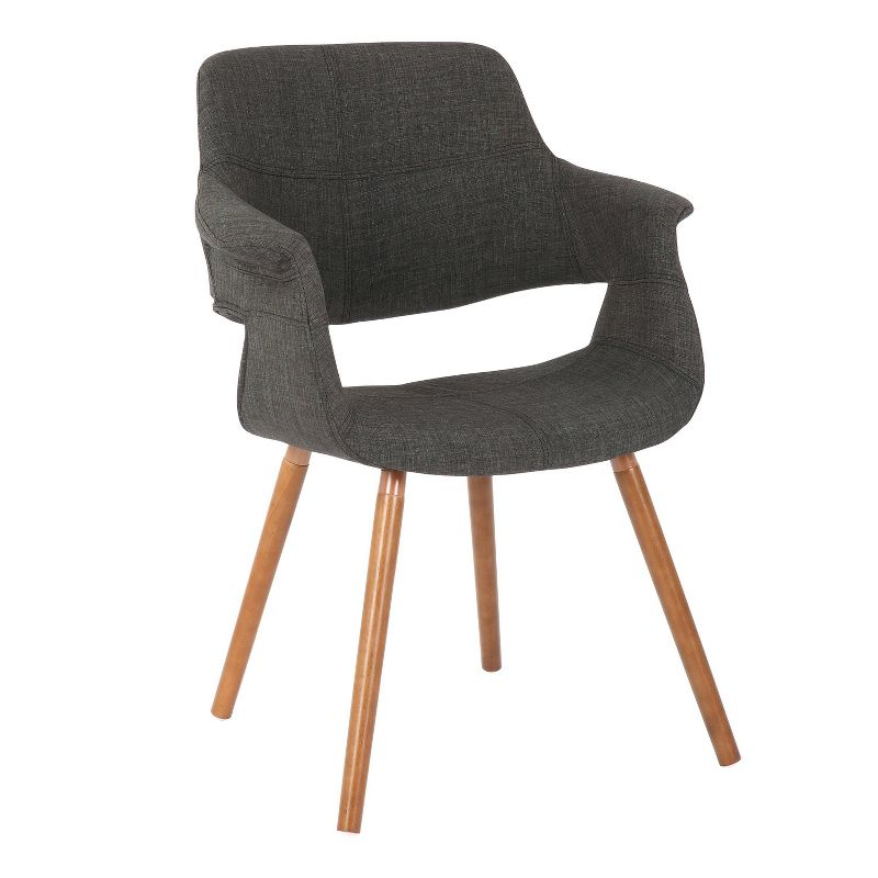 LumiSource Vintage Flair Mid-Century Modern Chair Walnut/Charcoal Gray: Polyester Upholstery, Wood Legs, Spot Clean