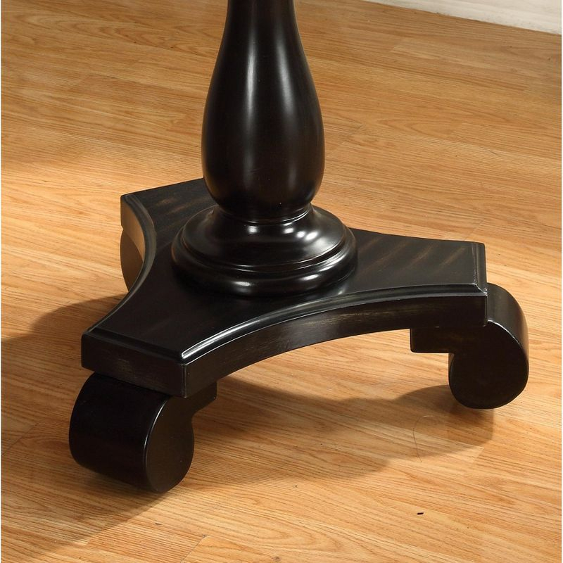 Roundhill Furniture Rene Round Wood Pedestal Side Table, Black