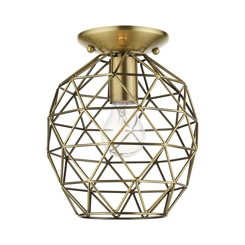 Livex Lighting Geometrix 1 - Light Flush Mount in  Antique Brass