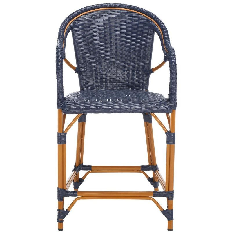 California Counter Stool With Arms - Indoor/Outdoor - PAT7533 - Navy - Safavieh