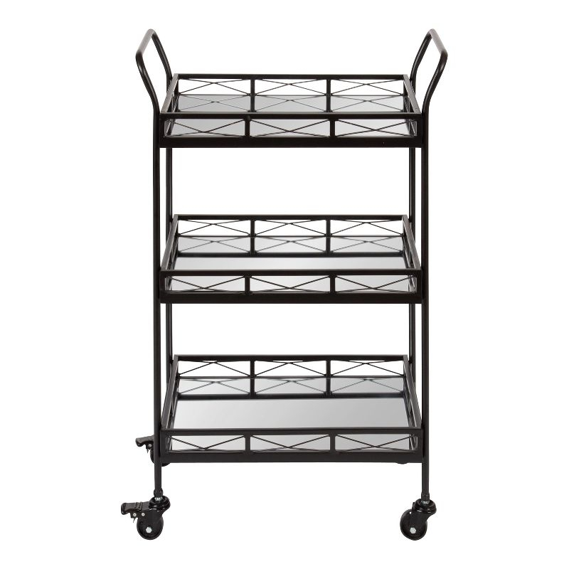 Kate and Laurel Ketia Rectangle Metal Bar Cart, 23x13x35, Black