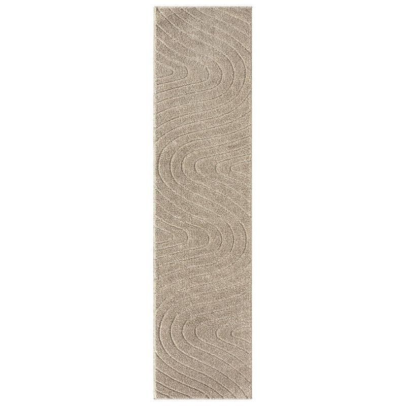 Luxe Weavers Modern Geometric Wave Beige 6x9 Area Rug