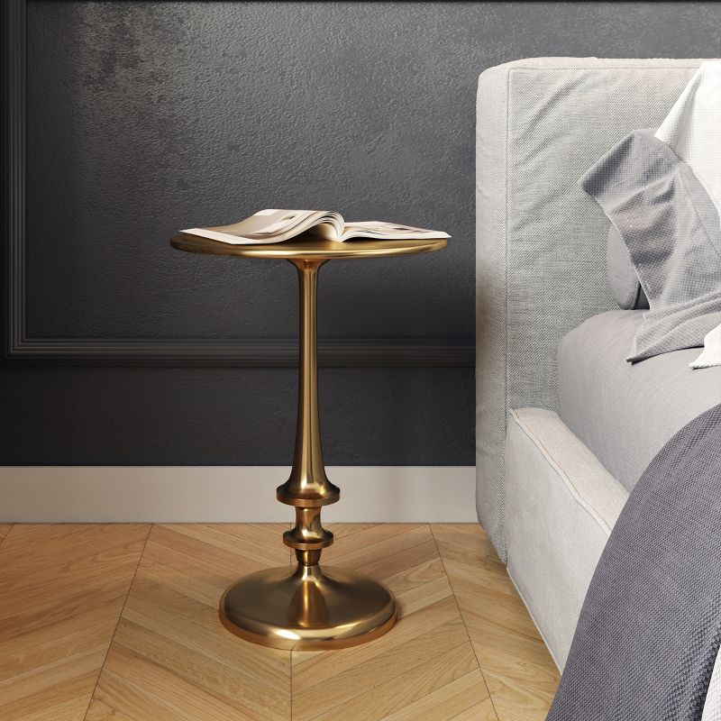 Side Table - Iron Pedestal Table with Antiqued Brass Finish for Couch, Loveseat, Entryway, or Bed - Vintage Living Room Furniture by Lavish Home