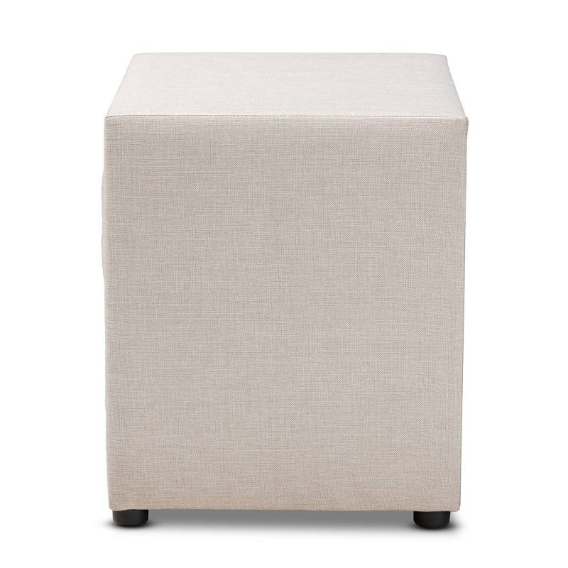 2 Drawer Lepine Wood Nightstand Beige - Baxton Studio: Upholstered, Tufted, Silver Knobs, Assembly Required