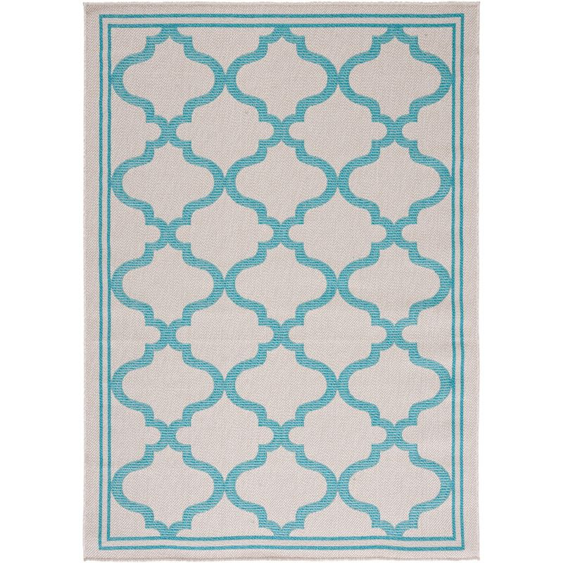 Bermuda BMU810 Power Loomed Indoor/Outdoor Machine Washable Accent Rug - Beige/Aqua - 3'x5' - Safavieh