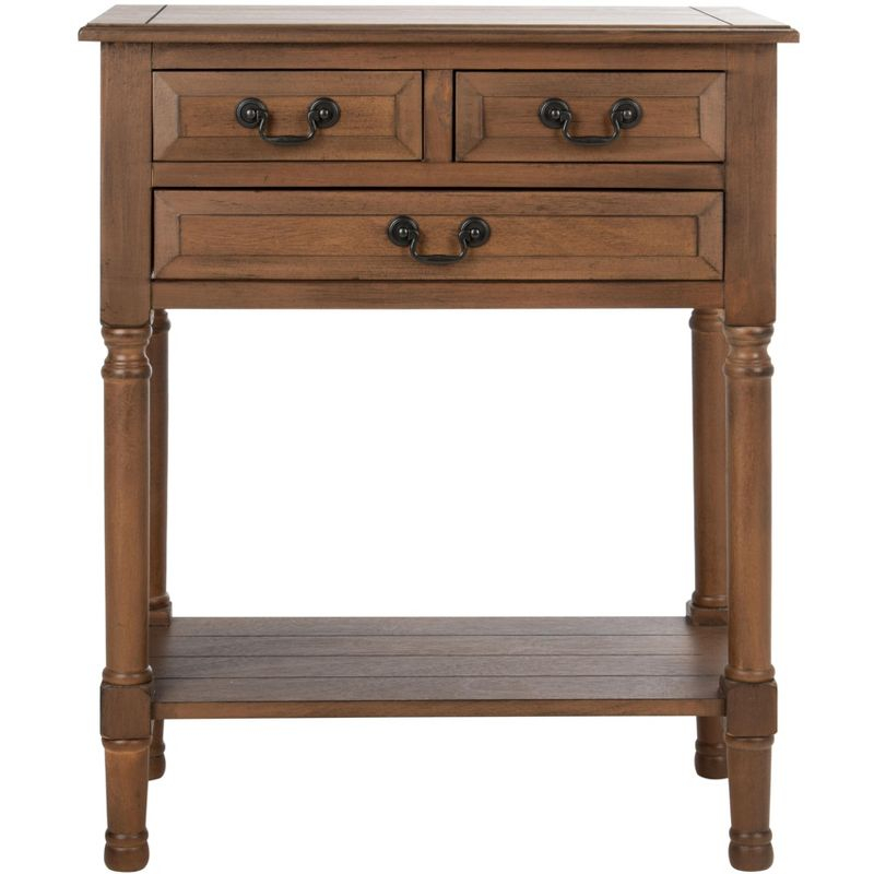 Primrose 3 Drawer Console Table - Brown - Safavieh