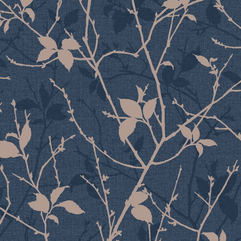 Boutique Belle Navy and Copper Wallpaper Sample