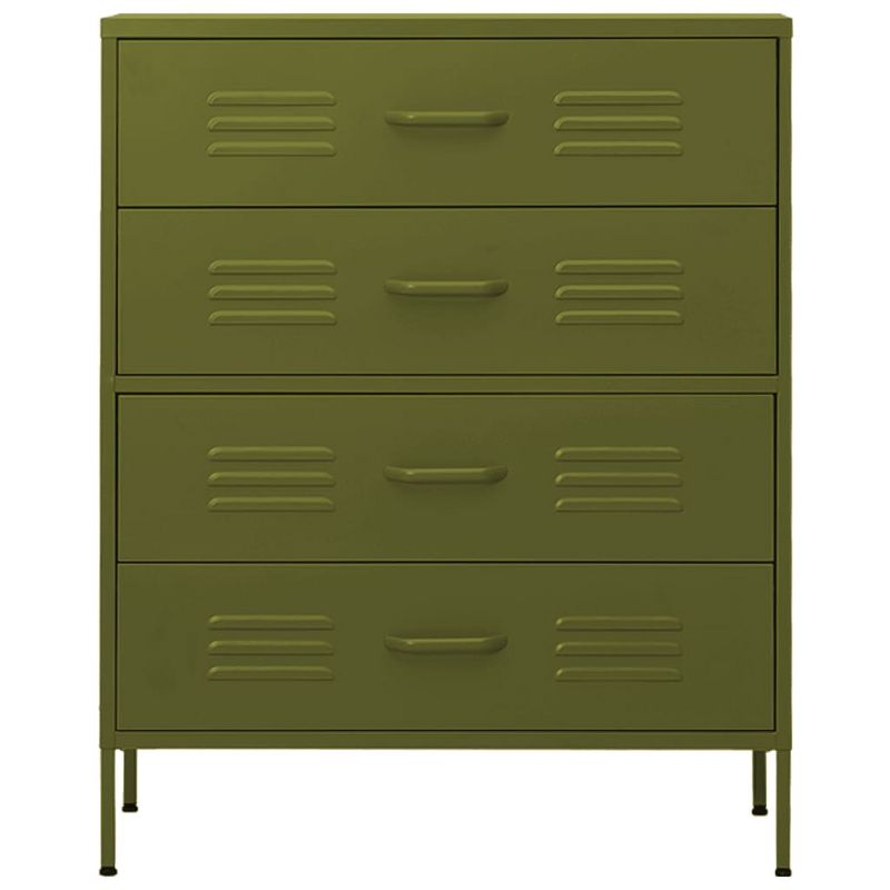 vidaXL Chest of Drawers Olive Green 31.5Inchx13.8Inchx40Inch Steel