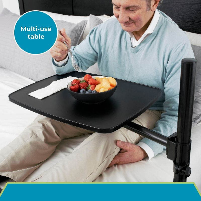 Able Life Universal Overbed Table, Adjustable Bedside Swivel Tray & Laptop Desk, Black