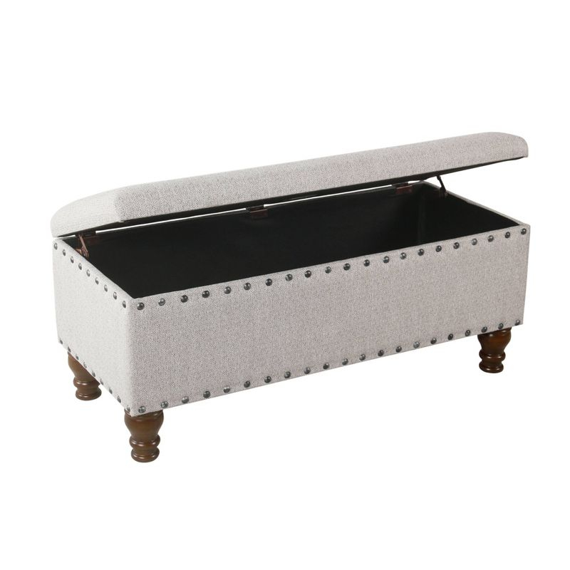 Large Storage Bench with Nailhead Trim Light Gray - HomePop: Multifunctional, Upholstered, Bedroom Entryway Seating