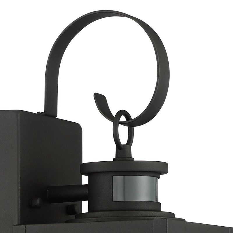 John Timberland Vintage Outdoor Wall Light Fixtures Set of 2 Textured Black 14 1/2" Dusk to Dawn Motion Sensor for Exterior House