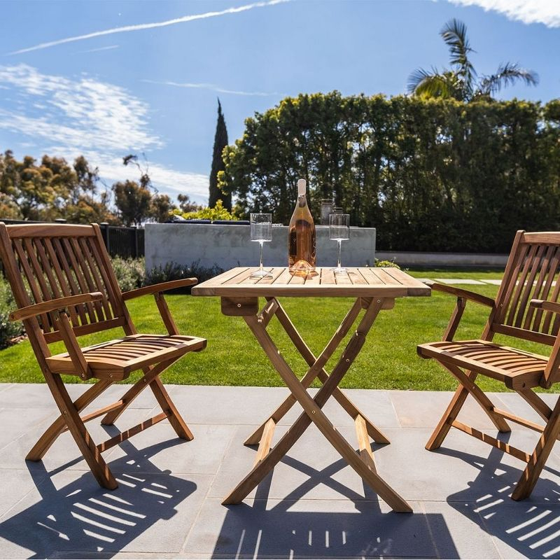 Nordic  Teak Outdoor Oiled Patio Folding Chair with Arm Rests