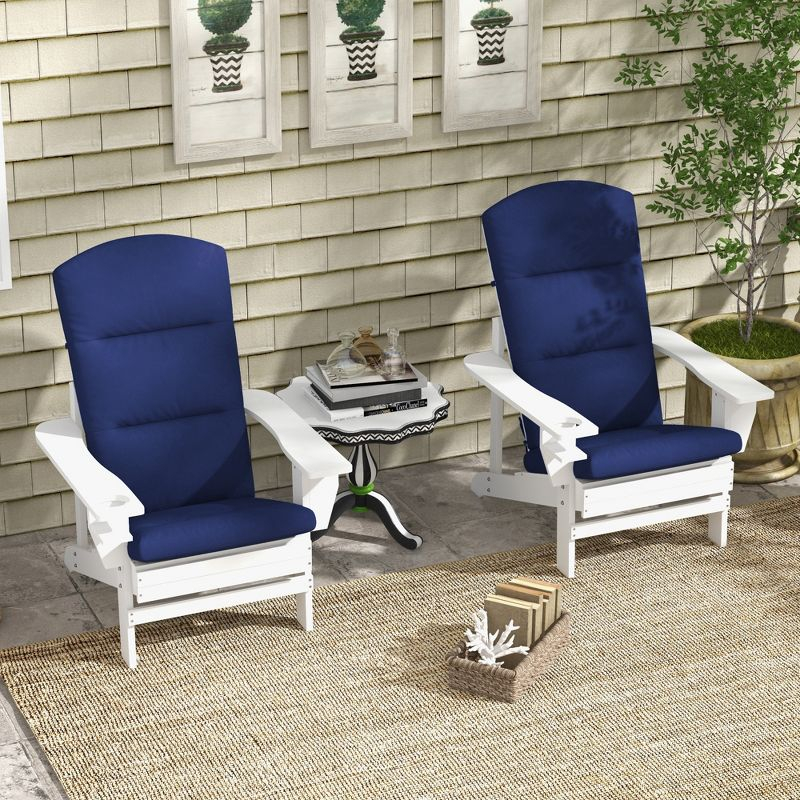 Outsunny Adirondack Chair Cushions, Outdoor Chair Cushions with Seat Cushion, Back Cushion and Ties, Water Repellent Replacement Patio Seat Pads, Blue
