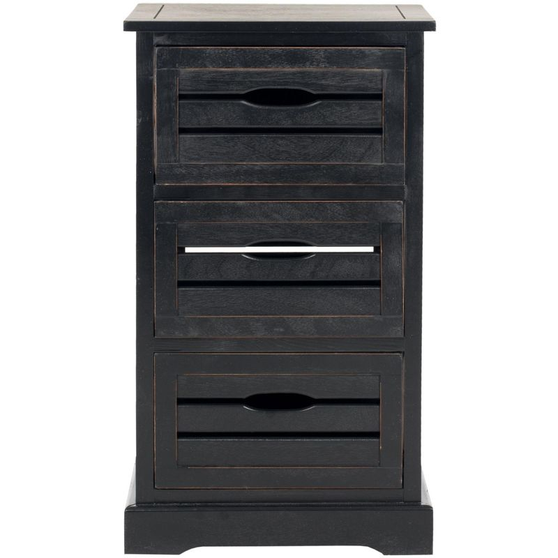 Samara 3 Drawer Cabinet - AMH5713 - Distressed Black - Safavieh Couture