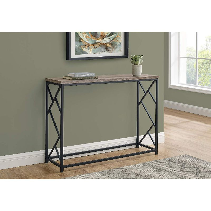 Monarch Specialties Accent Table Console Entryway Narrow Sofa Living Room Bedroom Brown Laminate Black Metal Contemporary Modern