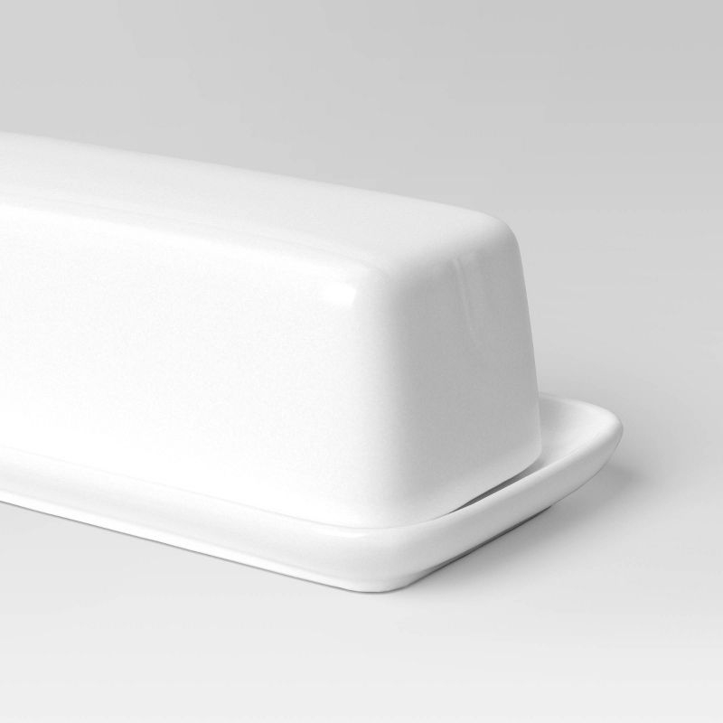 2pc Porcelain Butter Dish White - Threshold™: Butter Holder, Microwave & Dishwasher Safe, 4 Volume Capacity