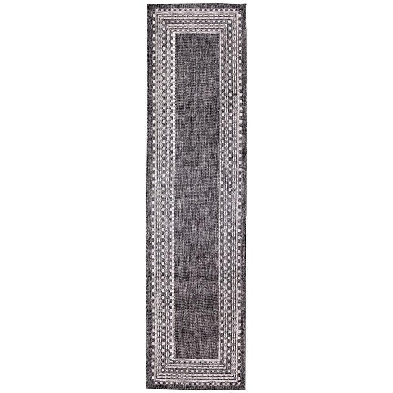 Liora Manne Malibu Etched Border Indoor/Outdoor Rug Charcoal 1'11" x 7'6"